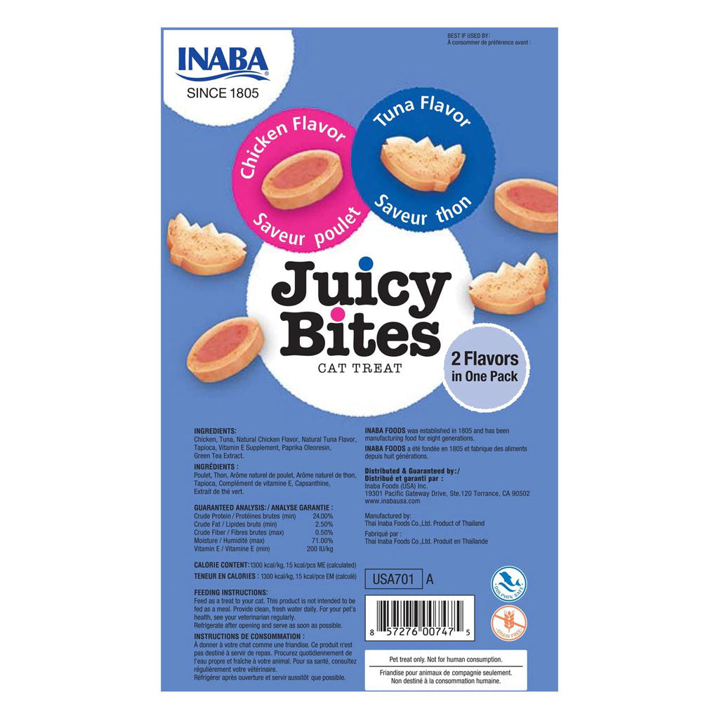Churu Juicy Bites Tuna & Chicken 3 Pack back of bag.