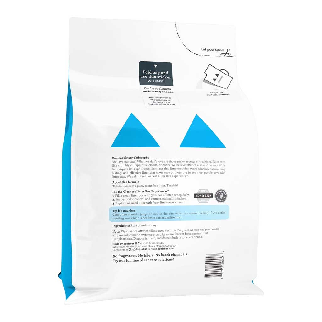 Back of All Natural Unscented Clay Litter bag.