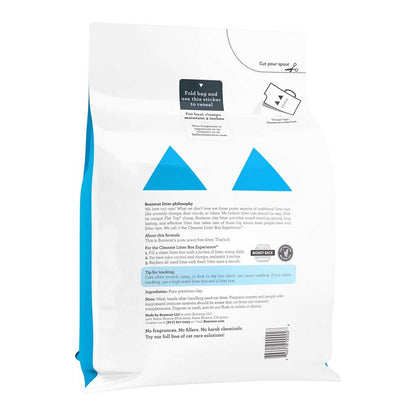 Back of All Natural Unscented Clay Litter bag.