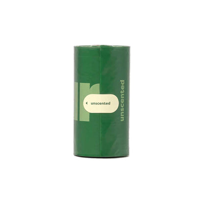 Single green roll of Earth Rated unscented dog poop bags, 15 count