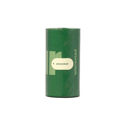 Single green roll of Earth Rated unscented dog poop bags, 15 count
