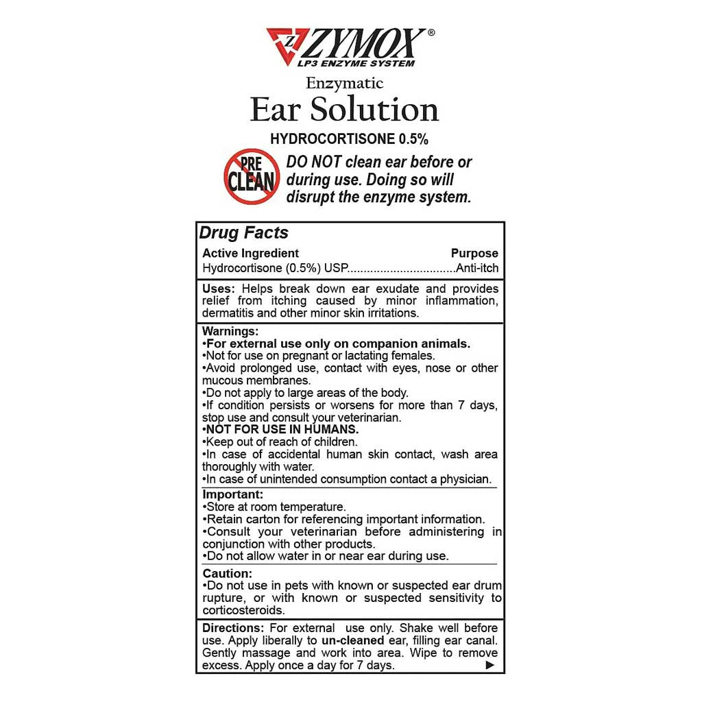 Enzymatic Ear Solution 1.25oz drug facts.